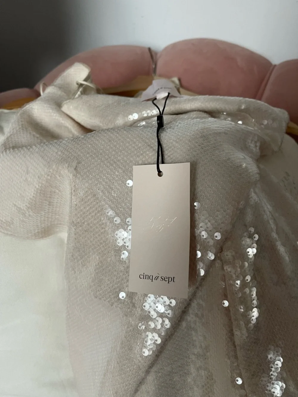 cinq à sept Sequin Slip Dress in Alabaster - Picture 4 of 4